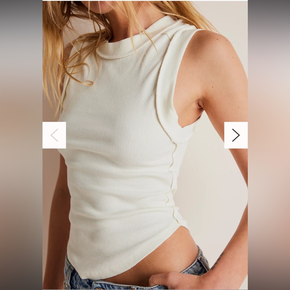 Free People Sleeveless Tank Medium Ribbed Ivory We The Free Kate Tank